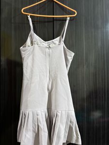 Light Grey Pleated Hem Dress
