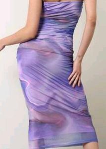 Purple Abstract Print Bodycon Dress
