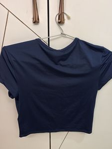 Navy Blue Cropped T-Shirt