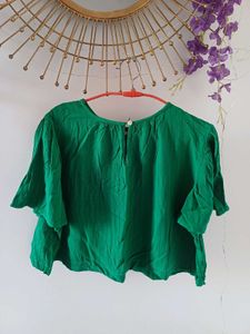 Emerald loose Green Crop Top