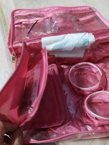Quilted Pink Travel makeup kit Pouch