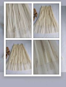 Elegant Cream Tulle Skirt with Gold Embellishments