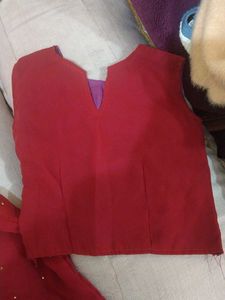 Girls' Festive Red Sharara Suit