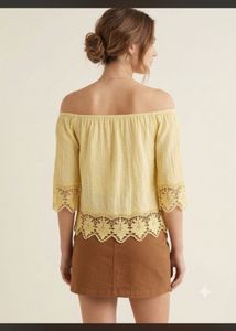 Chic Off-Shoulder Yellow Lace Top