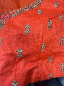 Embroidered Orange Blouse