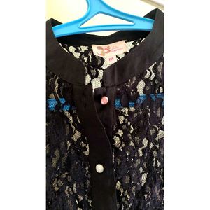 Black Floral Lace Shirt
