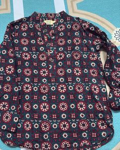 Baby boy kurta Teal green with maroon & cream prin