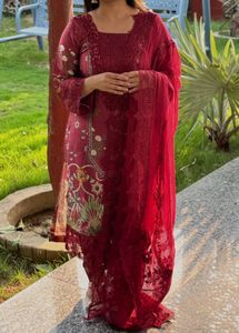 Original Maroon Embroidered Pakistani Suit