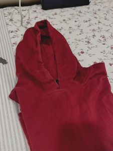 Maroonish Red Cropped Hoodie