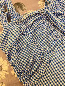 Blue &amp; White Gingham Mini Tank Top