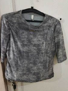 Stylish Grey Marble Print Top