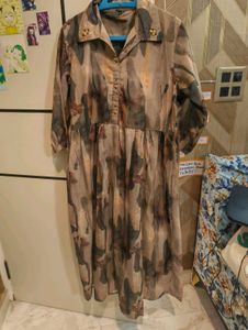 Boho Print Button-Up Midi Dress