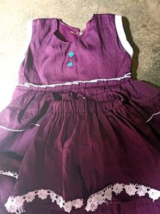 Purple Girls Dress with Shorts Set