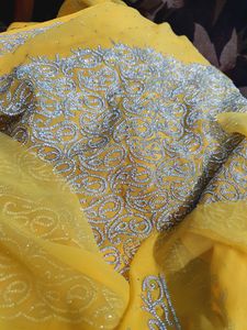 Designer Heavy Rich Work Yellow Saree