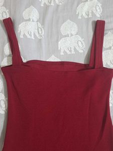 Elegant Maroon Bodycon Midi Dress