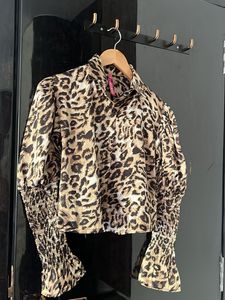 Leopard Print Puff Sleeve Blouse