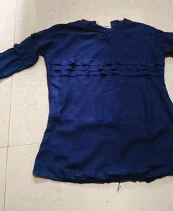 Elegant Navy Blue Kurti with Bell Sleeves
