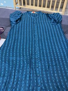 Teal Striped Kurta