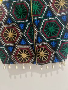 Embroidered Geometric Halter Neck Padded Blouse