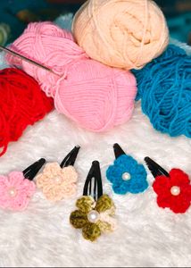 Handmade Crochet Flower Hair Clips