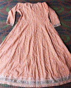 Peach Anarkali Kurta Set with Dupatta
