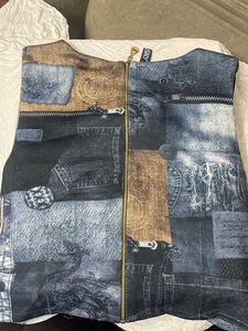 Unique Denim Print Top