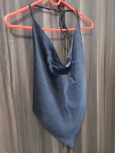 Satin Halter Neck Crop Top