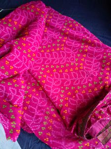 Pink Bandhani Saree