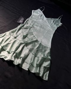 Satin Tiered Mini Dress
