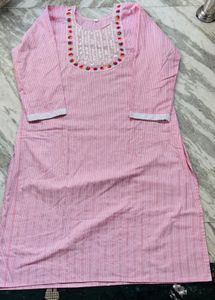 Chic Pink Striped Kurta