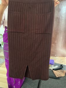 Ribbed Knit Midi Skirt