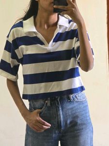 Classic Blue &amp; White Striped Polo Shirt