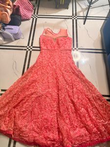 Stunning Coral Embroidered Gown