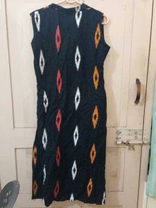 Boho Black Ikat Print Sleeveless kurta