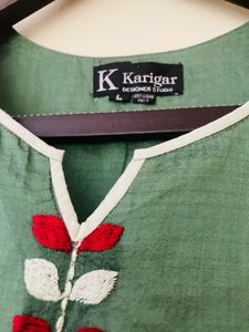 Chanderi Silk Olive Kurti
