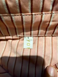 Peach Striped High-Low Loose Fit Shirt