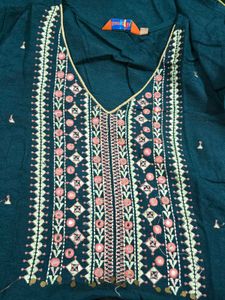 Embroidered Teal Kurti