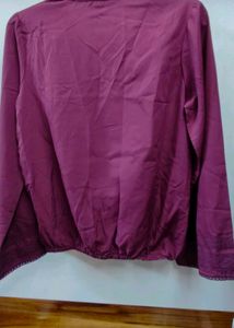 Stylish Purple Wrap Top with Lace Detail