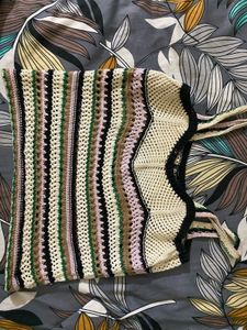 Crocheted Striped Tank Top