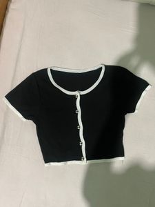 Black & White Trim Crop Top