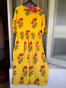 Bright Yellow Floral Print Kurta