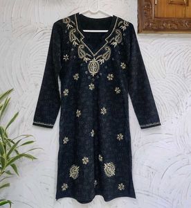 🩶🖤 Charcoal Black Embroidered Kurta