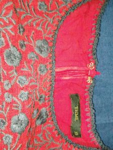 Red Printed Kurta Top