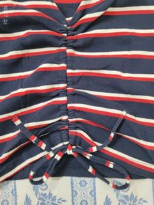 Striped V-Neck Cropped Top