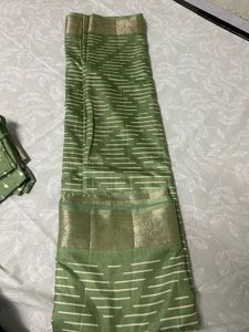 Elegant Green Striped Saree