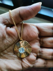 Unused Golden Color Chain With Stone Pendant