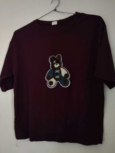 Trendy Maroon🌸 Teddy Bear T-Shirt