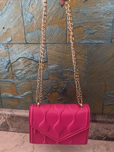 Hot Pink Quilted Crossbody Bag