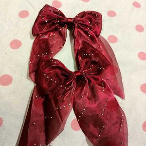 Red Sparkle Hair Bows (Set of 2)