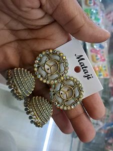 Exquisite Ethnic Jhumka Earrings with Stone Embell